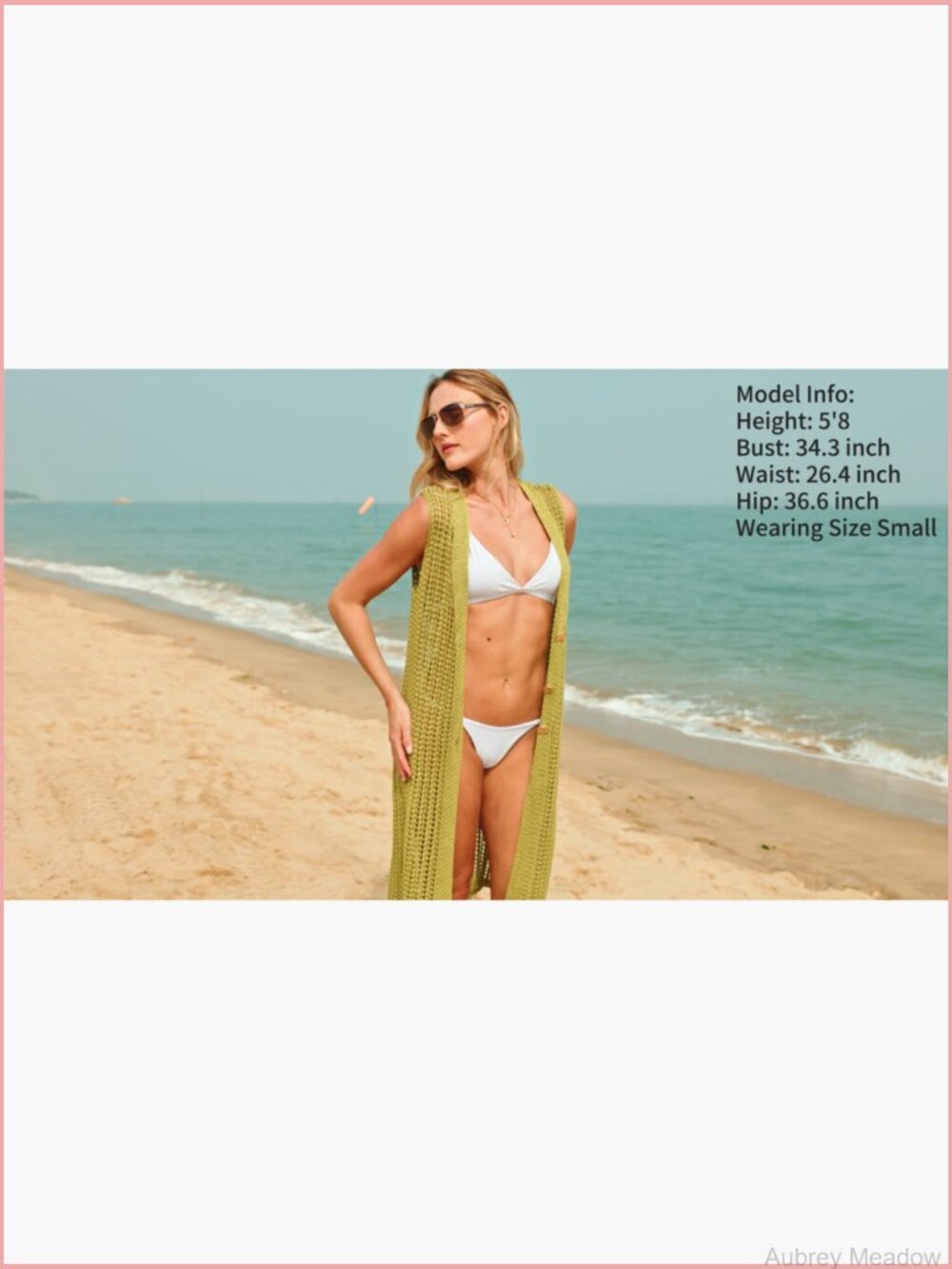 Crochet Sleeveless Cardigan Summer Hollow Out Long Vest Boho Beach Swim Cover Up - Picture 7 of 7